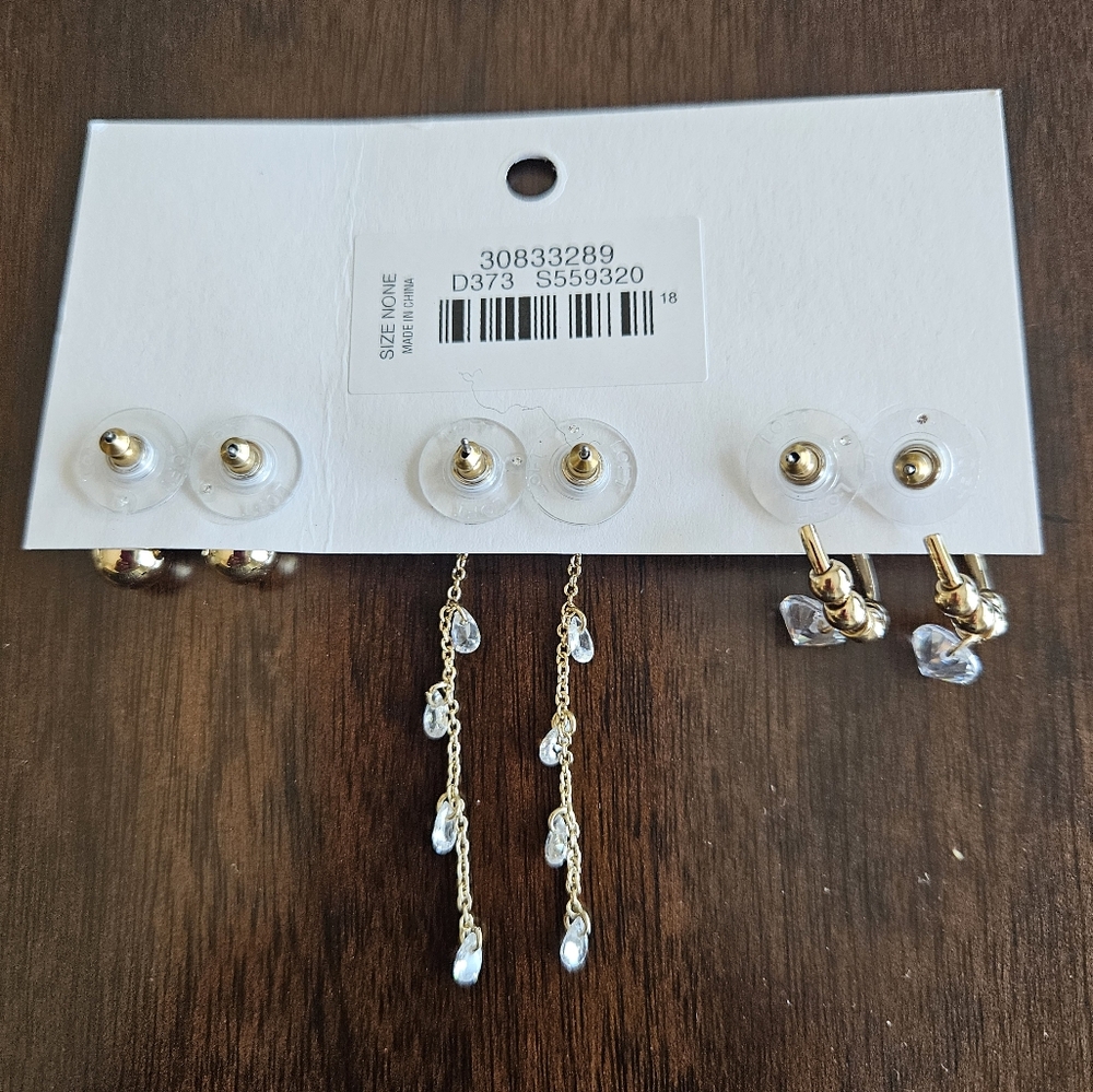 LOFT gold tone sparkle earrings set, gold - Picture 3 of 5